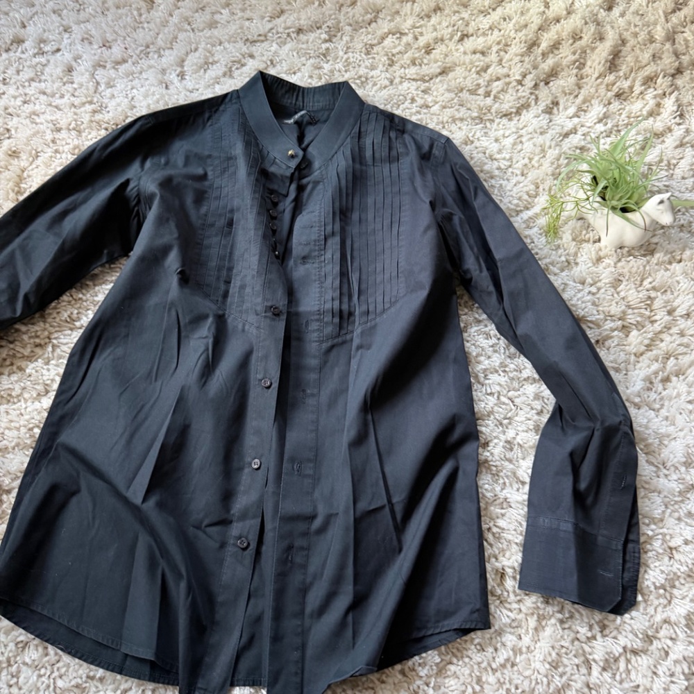 Elegant Black Men's dress up, button-down, professional, casual Shirt Jacket. yo - Picture 3 of 5